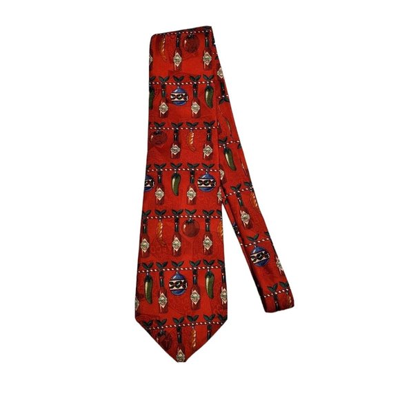 Vintage Men's Tabasco Christmas Silk Tie - Picture 1 of 4